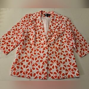 Bold Funky Retro Floral Pattern With Mesh 3/4 Sleeve Blazer